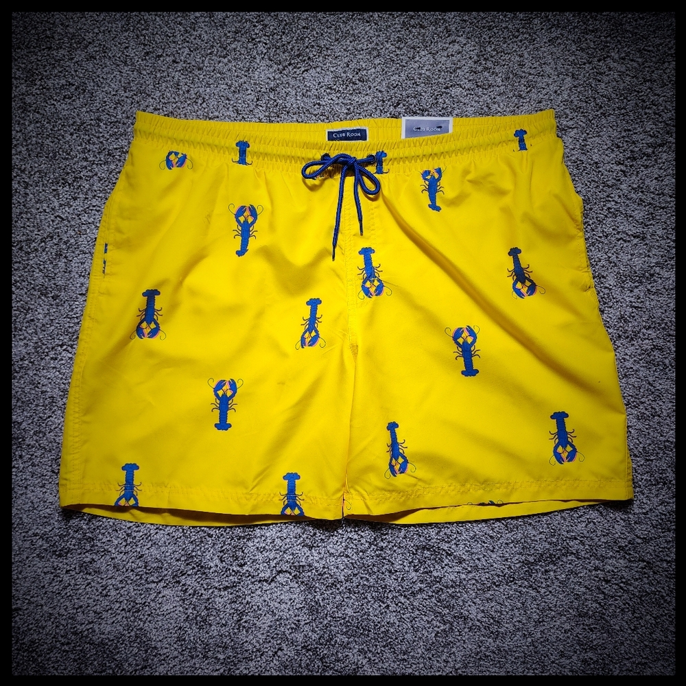 NWT Men's Club Room Yellow Lobster Swim Trunks Size XXL